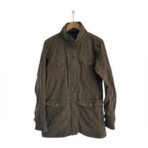 KUHL REKON JACKET SIZE SMALL OLIVE GREEN UTILITY MILITARY CARGO ZIP HOODED